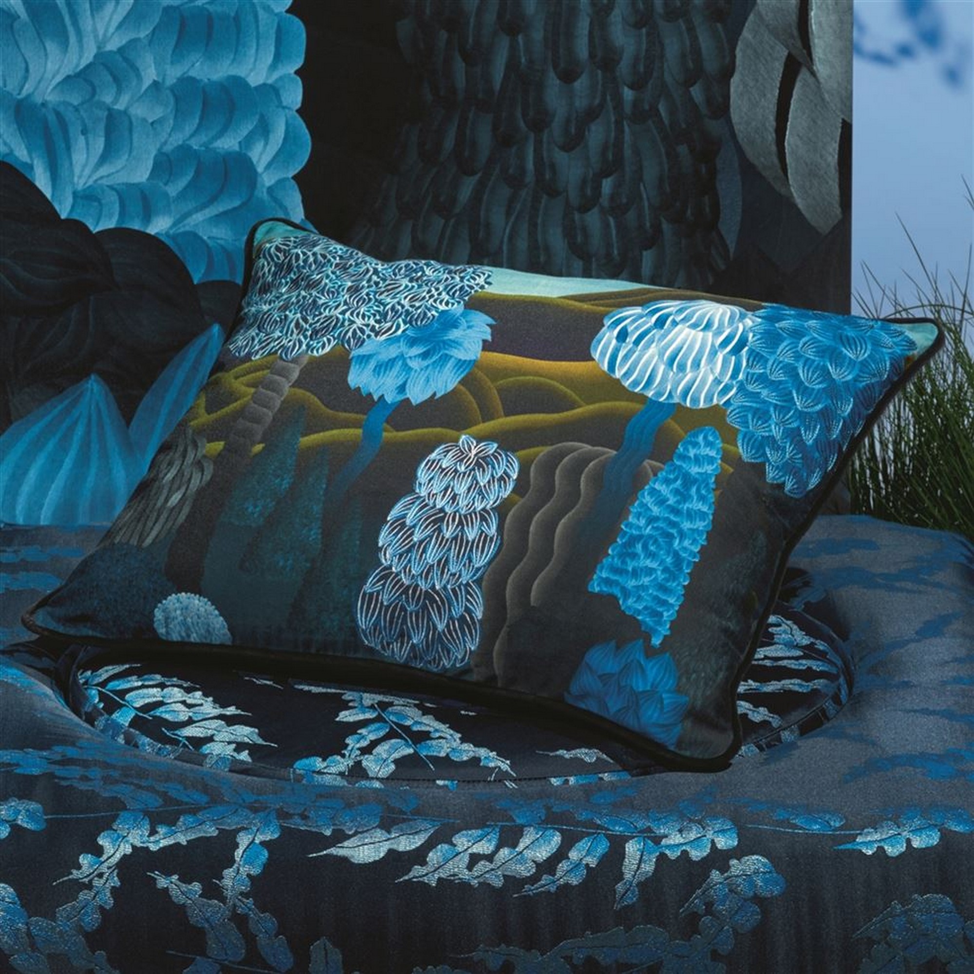 Songe Dete Cotton Cushion By Christian Lacroix In Marais Blue